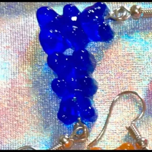 Earrings Gummy Bear Candy Colorful Translucent Resin - Picture 8 of 16